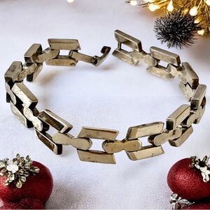 Vintage Heavy Bracelet 925 Sterling Silver Geometric Links Biker 30 gr